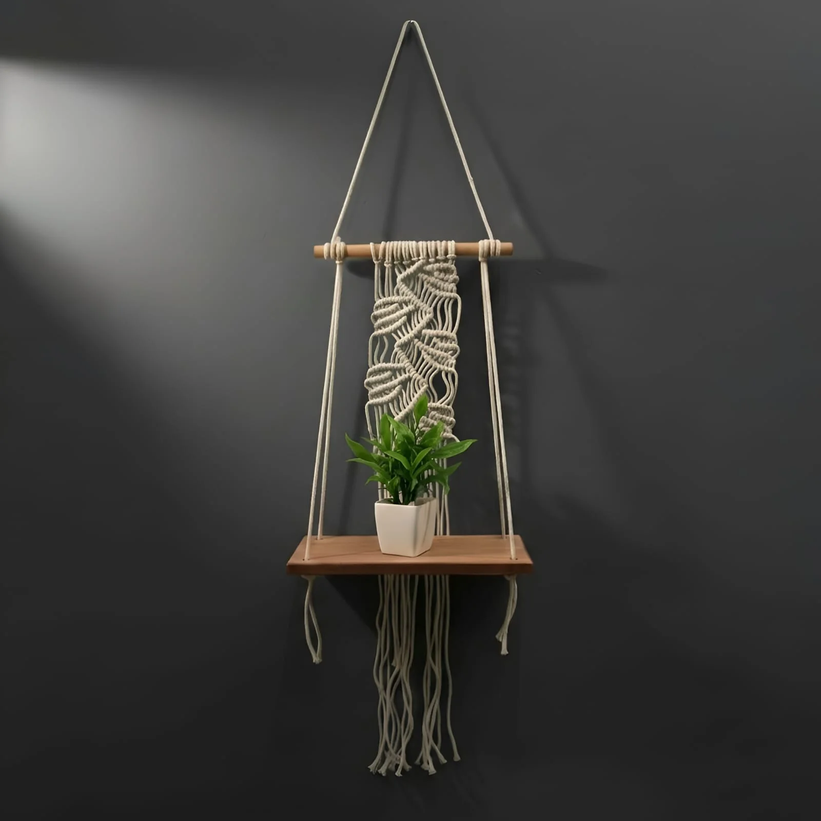 Wooden Macrame Wall hanging Shelf - AF1012
